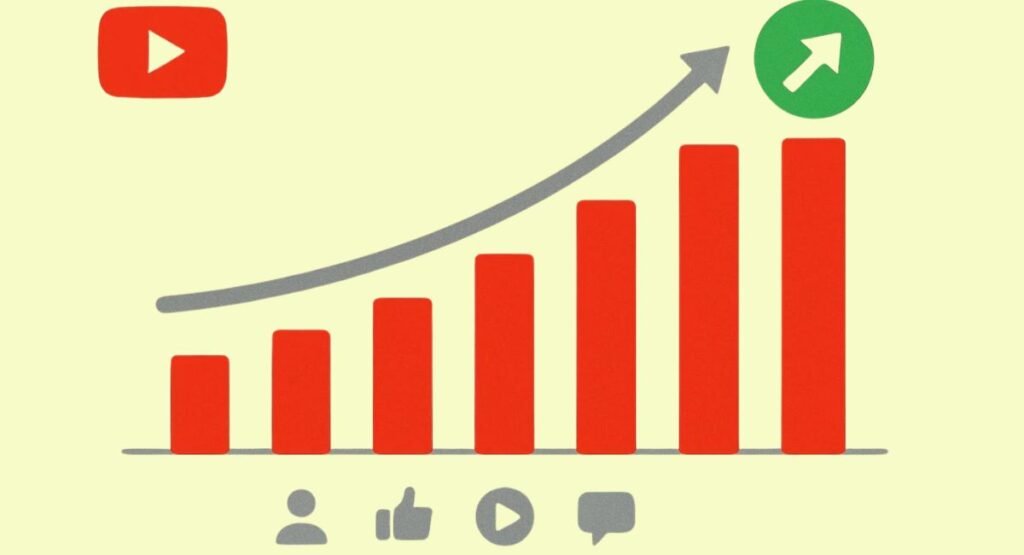 YouTube channel growth graph showing increased views, subscribers, and engagement using SEO Tools